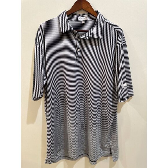 Peter Millar Men's XXL Striped Polo Shirt Summer Comfort Navy & White - Picture 1 of 7